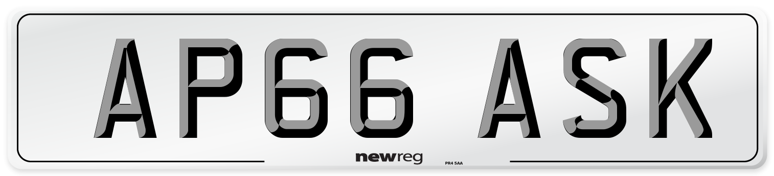 AP66 ASK Number Plate from New Reg
